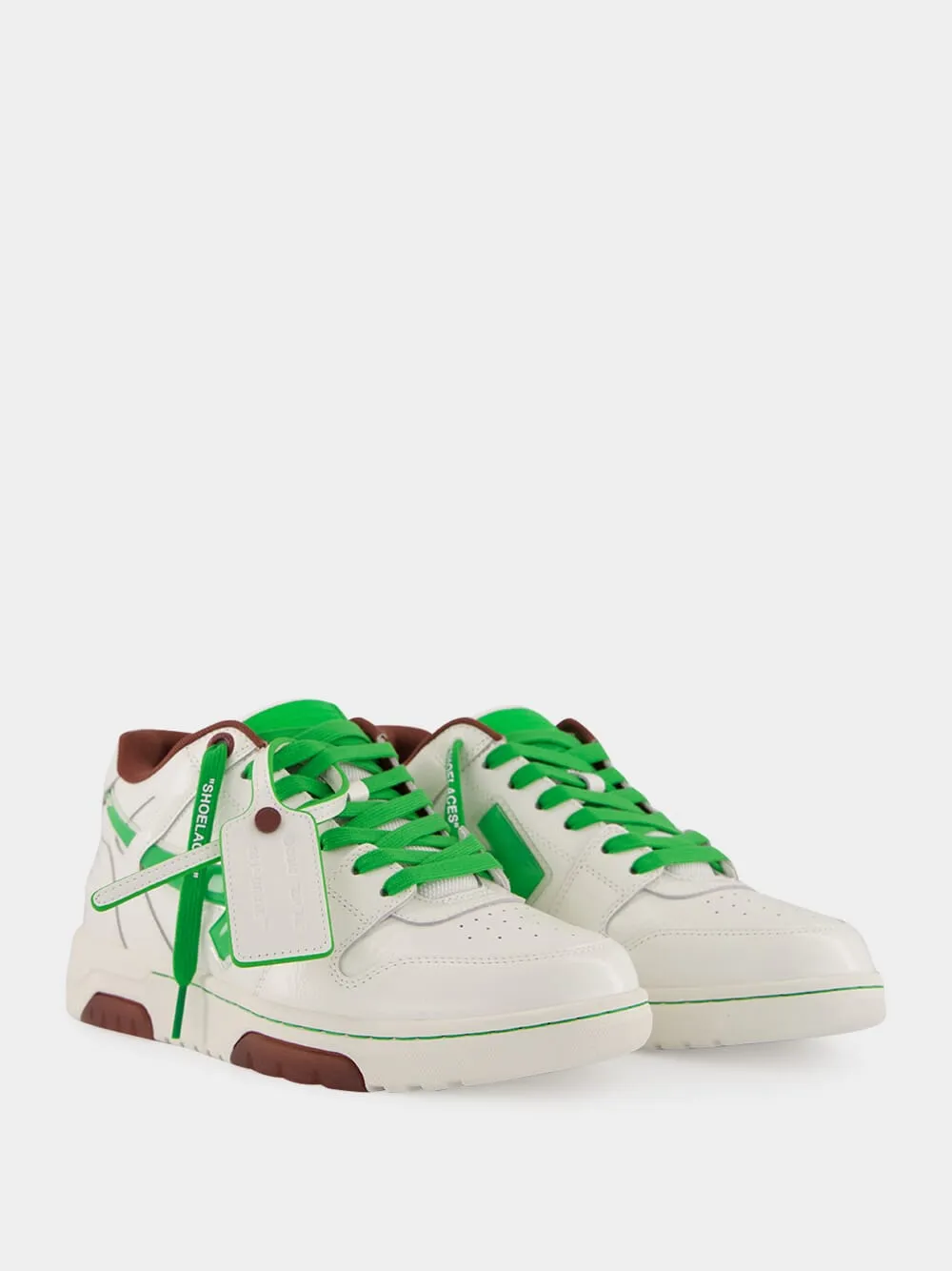 White and Green Out of Office Leather Sneakers sold by Fashion Clinic product image thumbnail 3