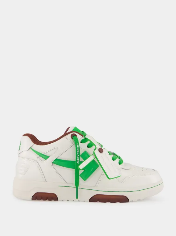 White and Green Out of Office Leather Sneakers sold by Fashion Clinic