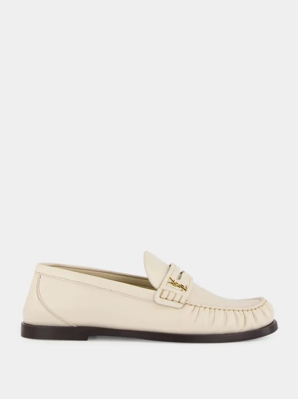 White Leather Loafers with Cassandre sold by Fashion Clinic