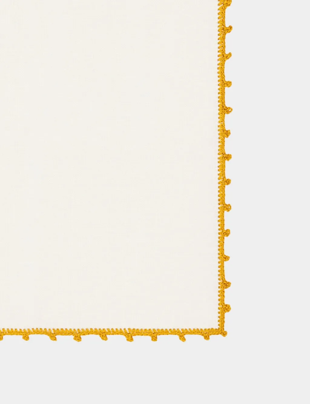 Hand-Embroidered Teresa White Linen with Yellow Crochet Cocktail Napkin sold by Fashion Clinic product image thumbnail 4