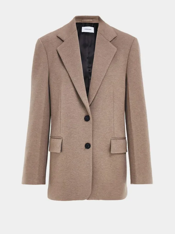 Sand Mélange Jersey Wool Blazer sold by Fashion Clinic