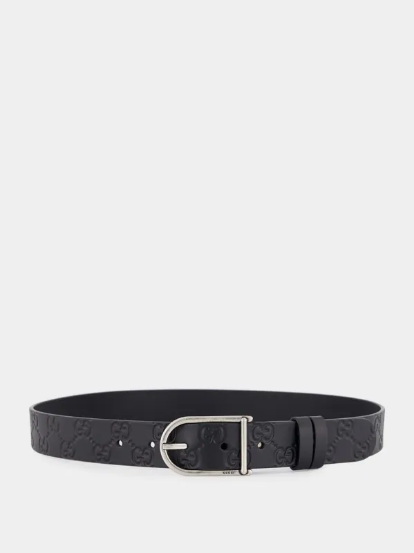 Black GG Calfskin Belt sold by Fashion Clinic