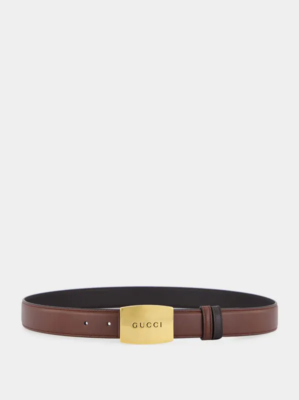 Chestnut Brown Reversible Calfskin Belt sold by Fashion Clinic