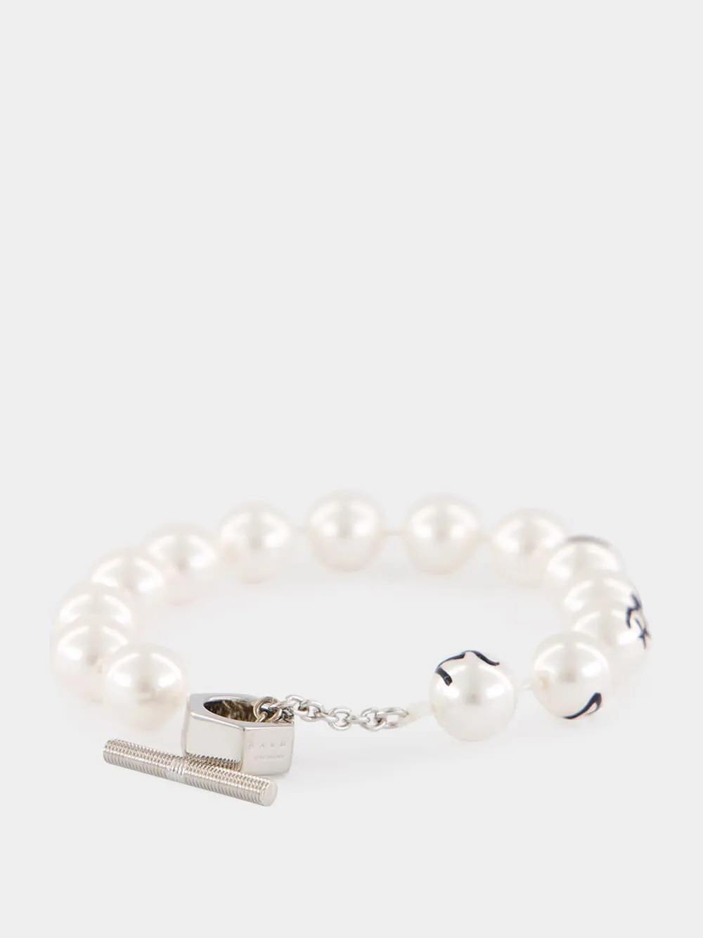 White Pearl Logo Bracelet sold by Fashion Clinic product image thumbnail 2