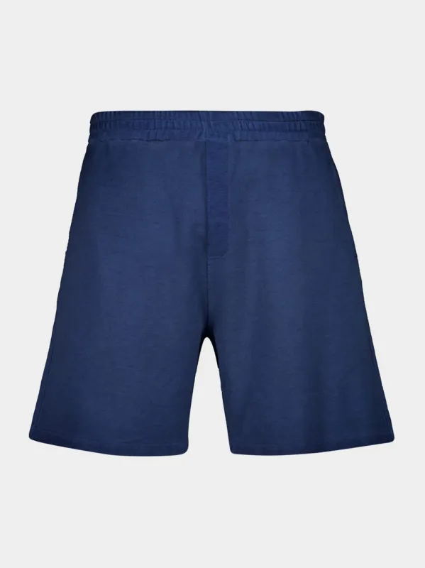 Navy Fleece Linen Shorts sold by Fashion Clinic