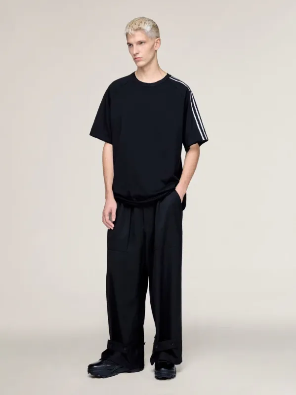 Black 3-Stripes Raw Edge T-Shirt made by Y-3