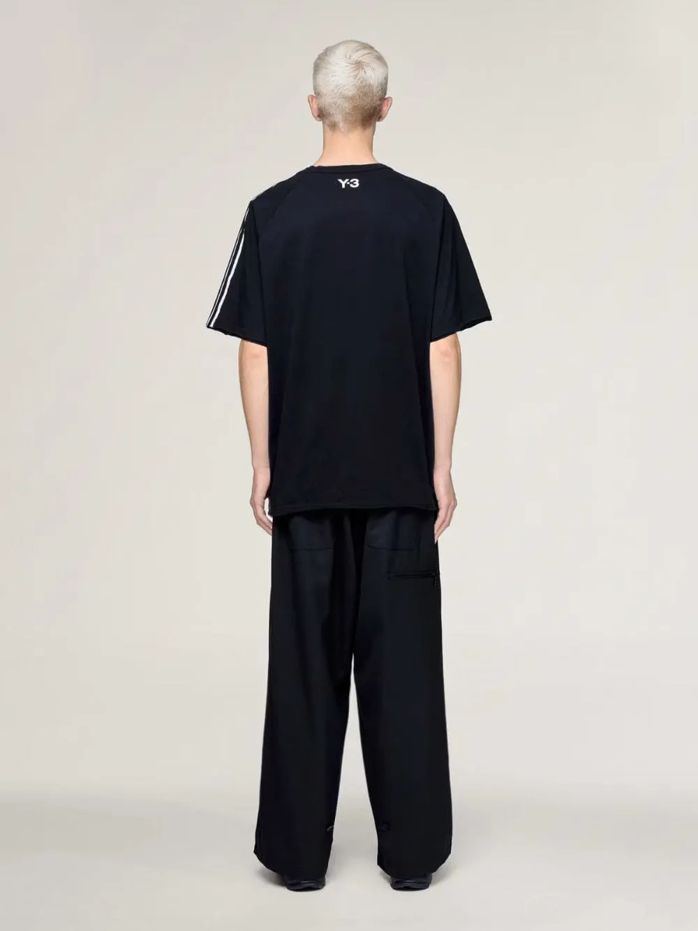 Black 3-Stripes Raw Edge T-Shirt sold by Fashion Clinic product image thumbnail 3
