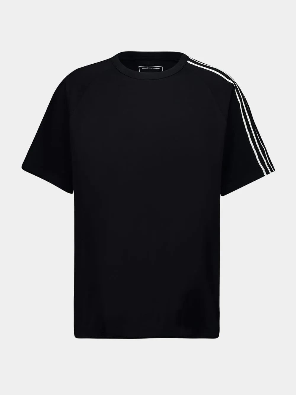 Black 3-Stripes Raw Edge T-Shirt sold by Fashion Clinic product image thumbnail 2