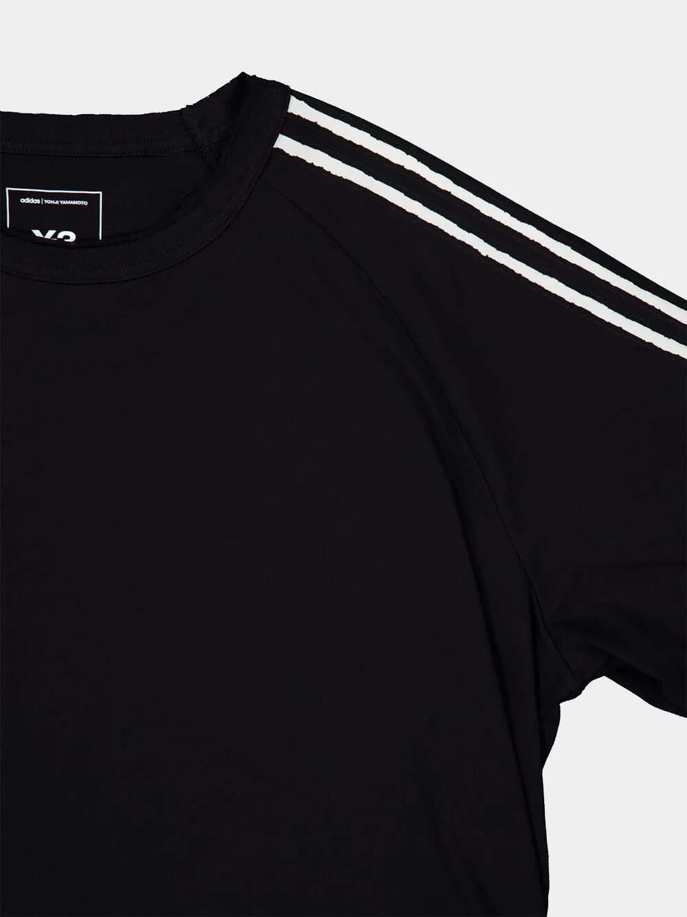 Black 3-Stripes Raw Edge T-Shirt sold by Fashion Clinic product image thumbnail 5