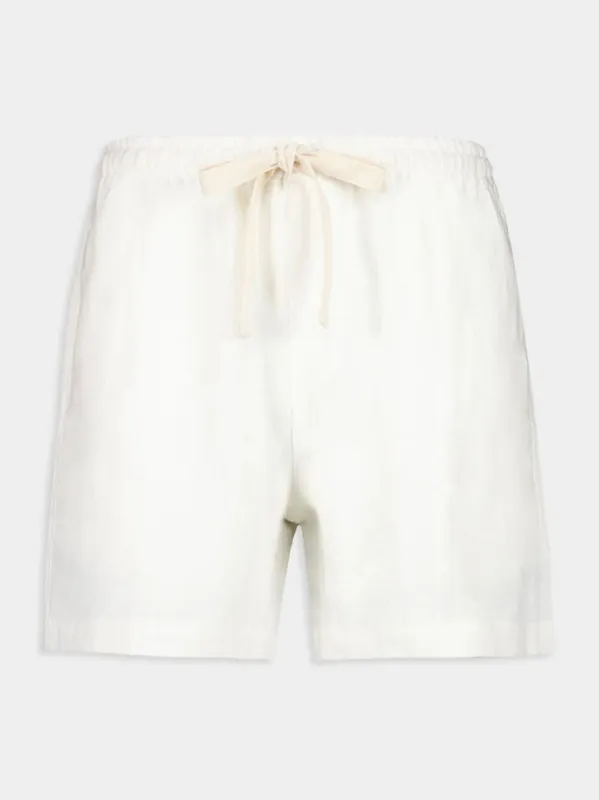 White Linen Lounge Shorts sold by Fashion Clinic