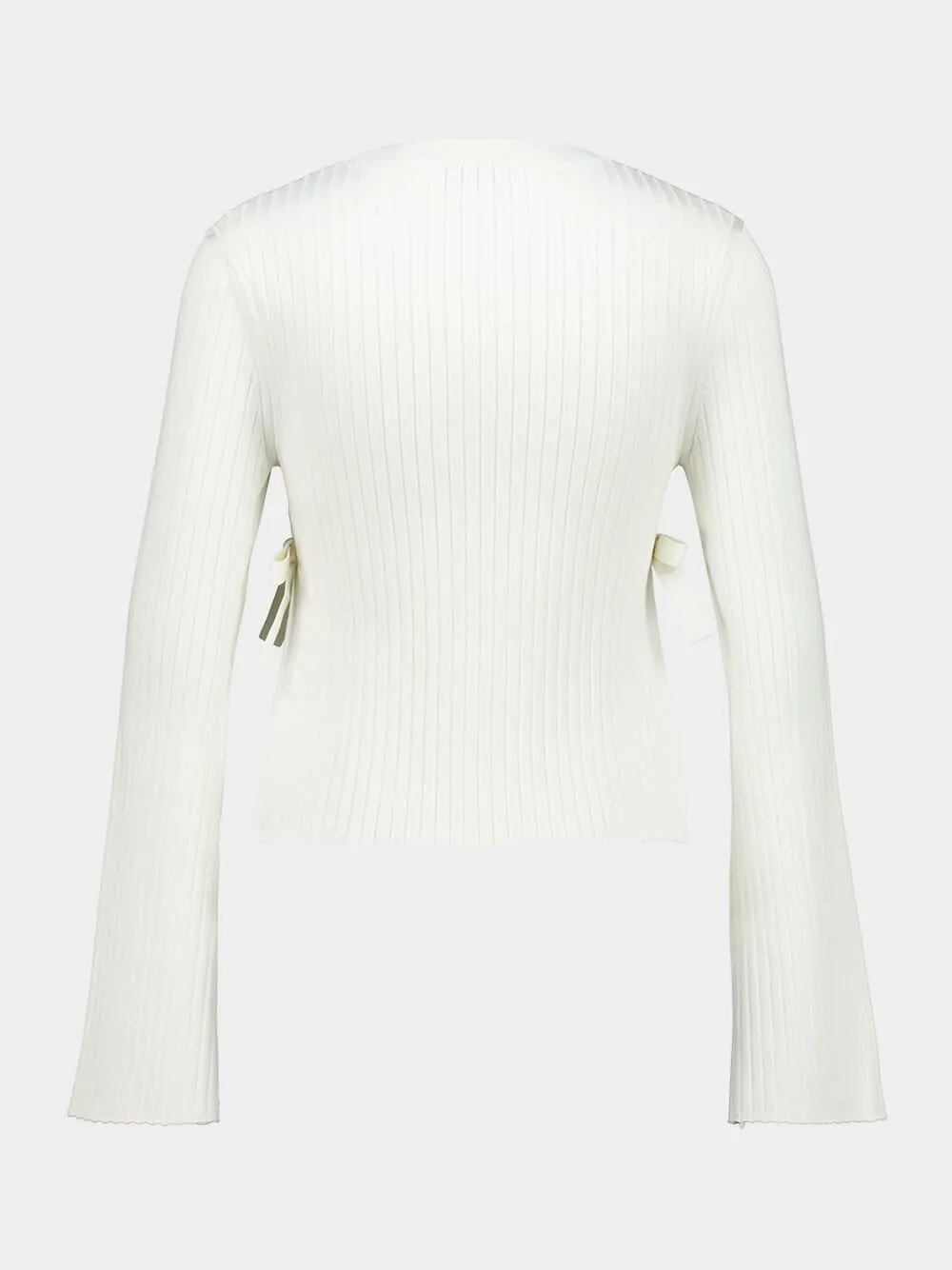 Cream Flared-Sleeve Knit Top with Bows sold by Fashion Clinic product image thumbnail 2