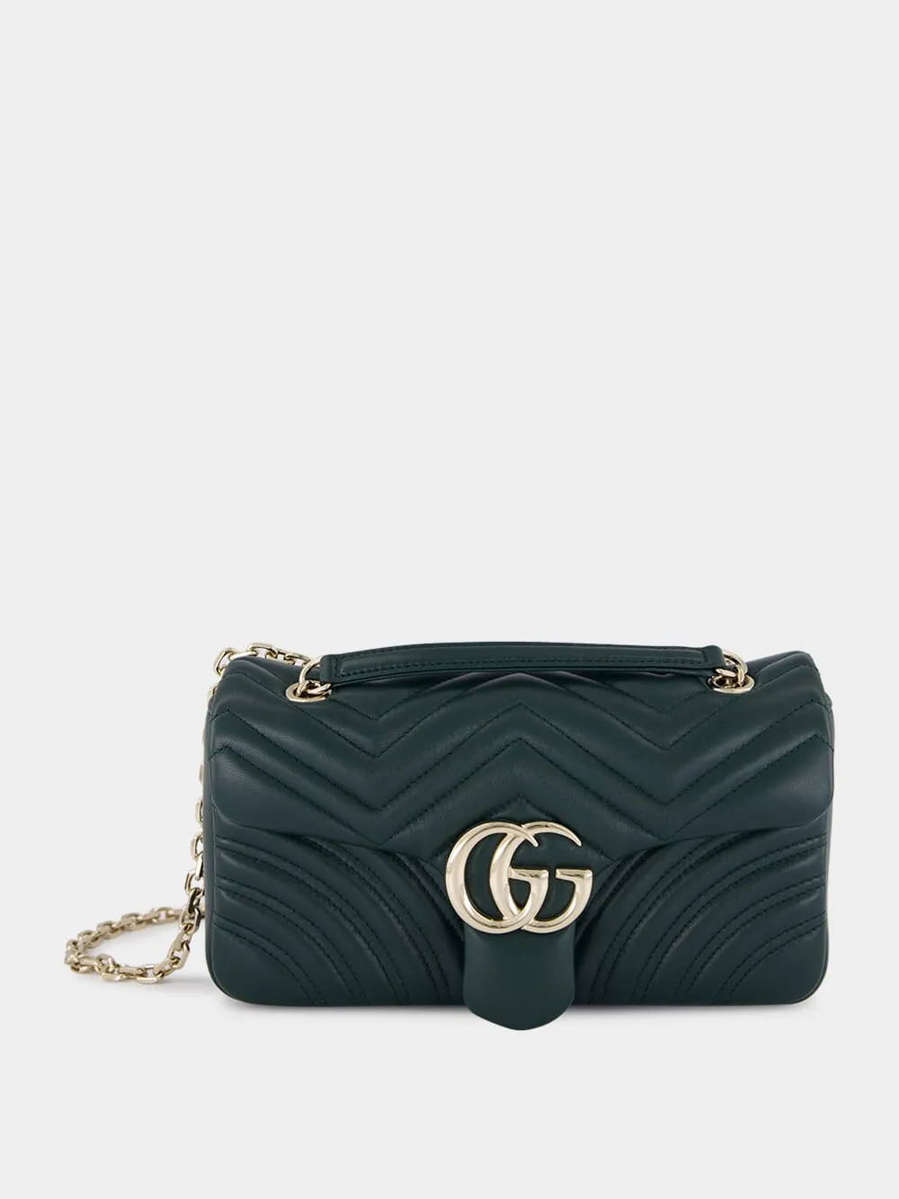 Green GG Marmont Leather Shoulder Bag sold by Fashion Clinic