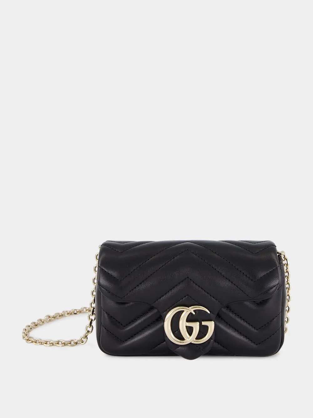Black GG Marmont Mini Leather Shoulder Bag sold by Fashion Clinic