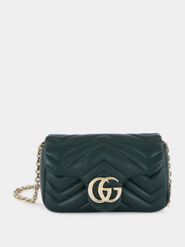 Green GG Marmont Mini Leather Shoulder Bag sold by Fashion Clinic