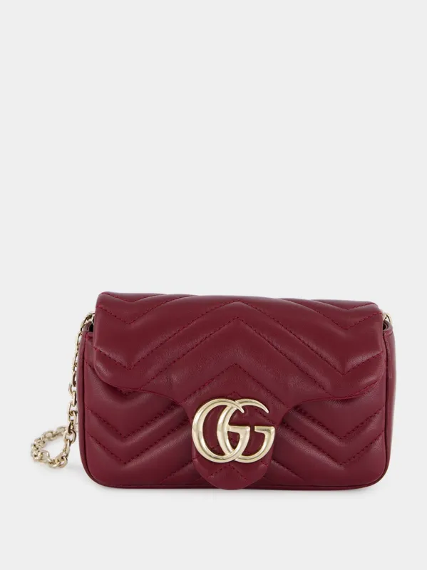Rosso Ancora GG Marmont Mini Leather Shoulder Bag sold by Fashion Clinic