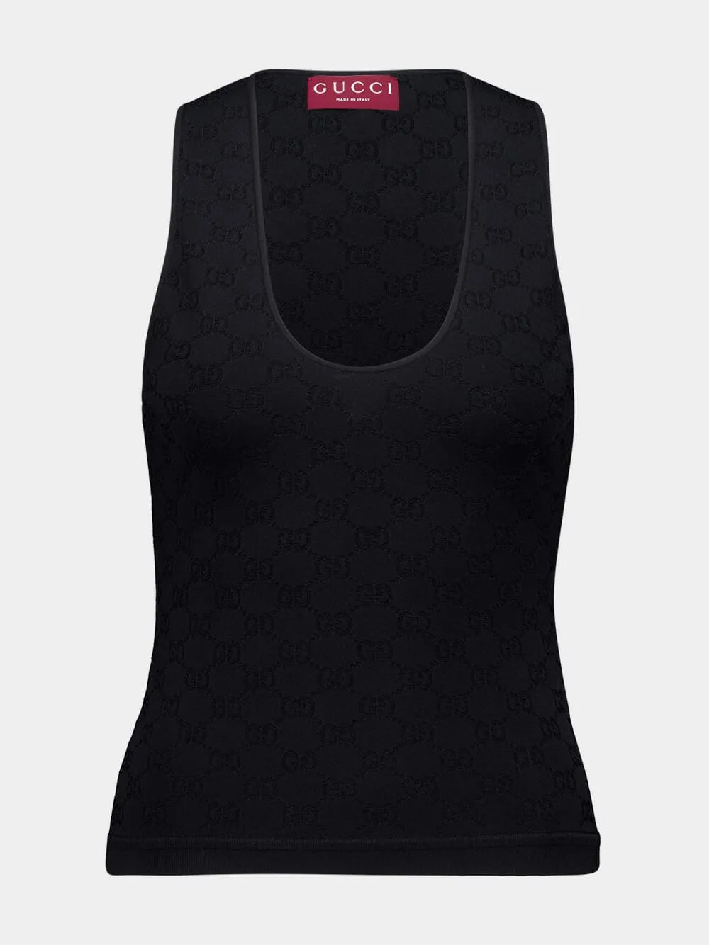 Black GG Jacquard Elastic Tank Top sold by Fashion Clinic