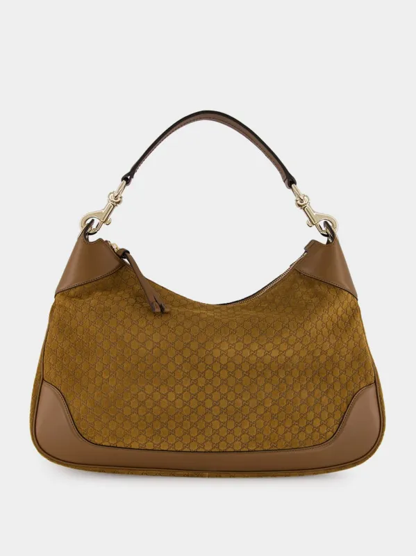 Brown GG Suede B Medium Shoulder Bag sold by Fashion Clinic
