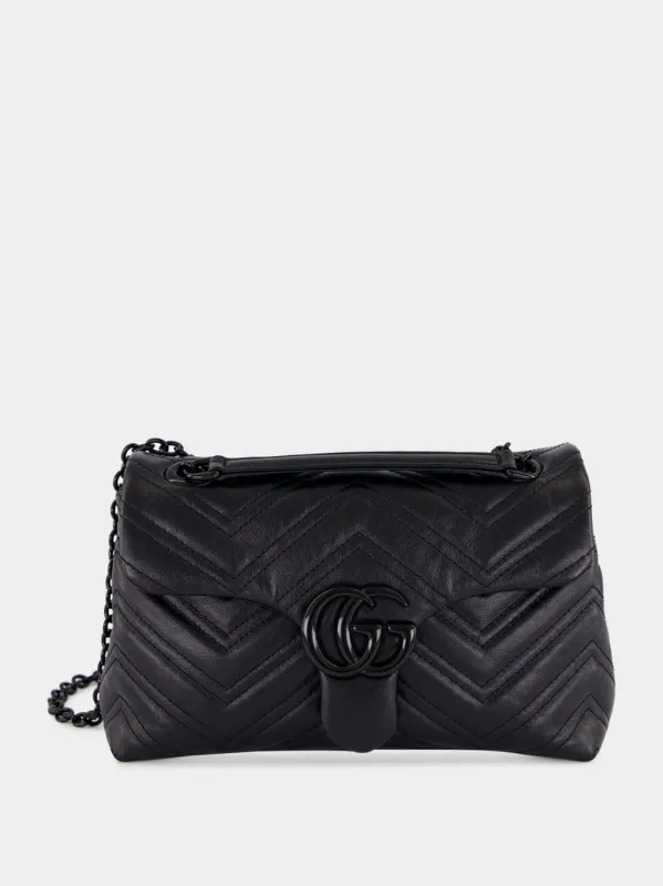 Black Small GG Marmont Leather Shoulder Bag sold by Fashion Clinic