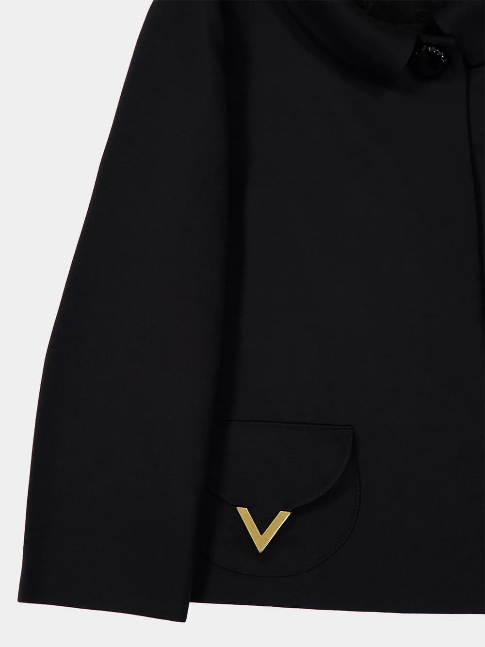 Black Crepe Couture Jacket with V Detail sold by Fashion Clinic product image thumbnail 4