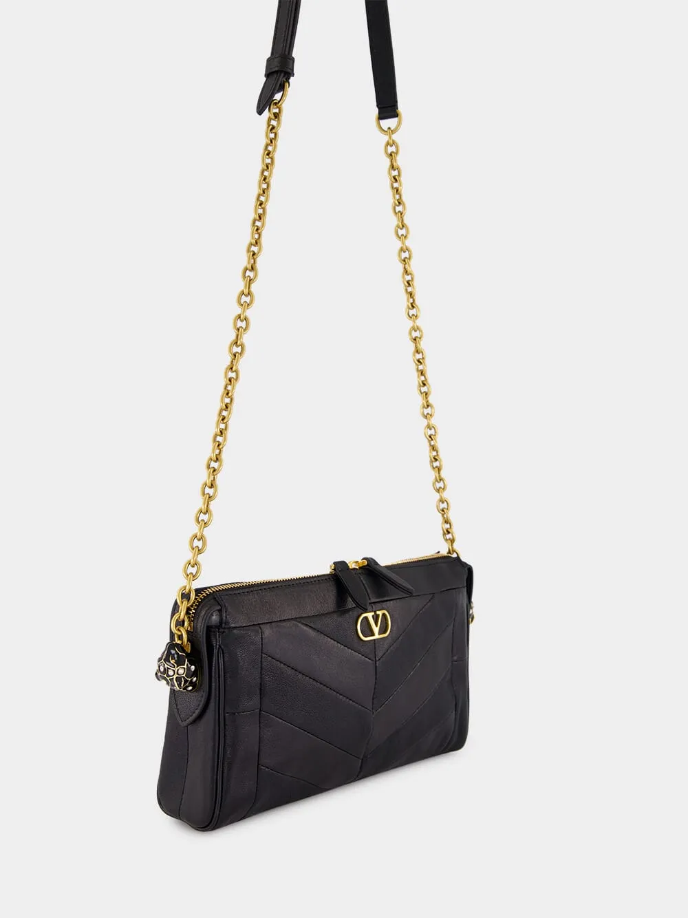 Black Panthea Nappa Leather Shoulder Bag sold by Fashion Clinic product image thumbnail 4