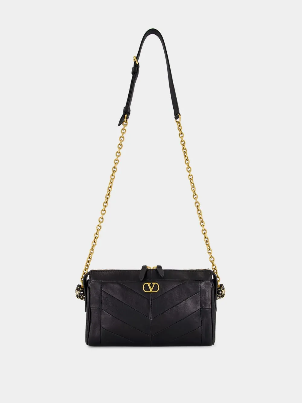 Black Panthea Nappa Leather Shoulder Bag sold by Fashion Clinic product image thumbnail 3