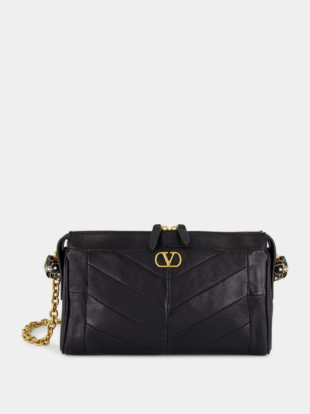 Black Panthea Nappa Leather Shoulder Bag sold by Fashion Clinic