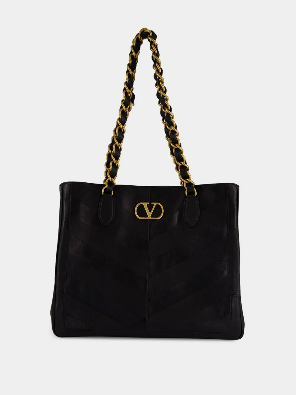 Black Laseine Nappa Leather Shopping Bag sold by Fashion Clinic