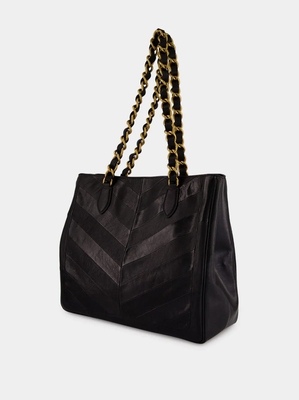 Black Laseine Nappa Leather Shopping Bag sold by Fashion Clinic product image thumbnail 5