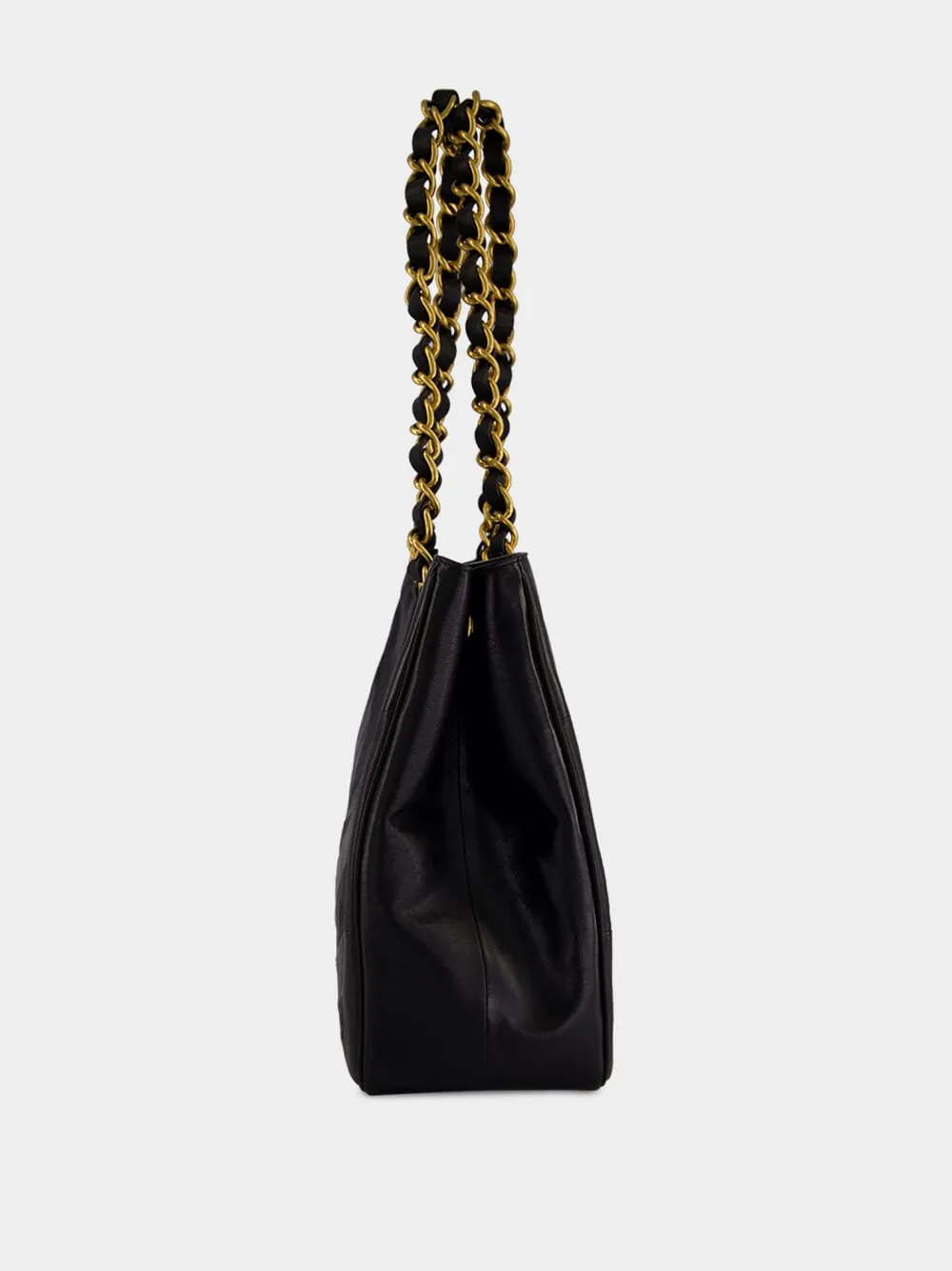 Black Laseine Nappa Leather Shopping Bag sold by Fashion Clinic product image thumbnail 4
