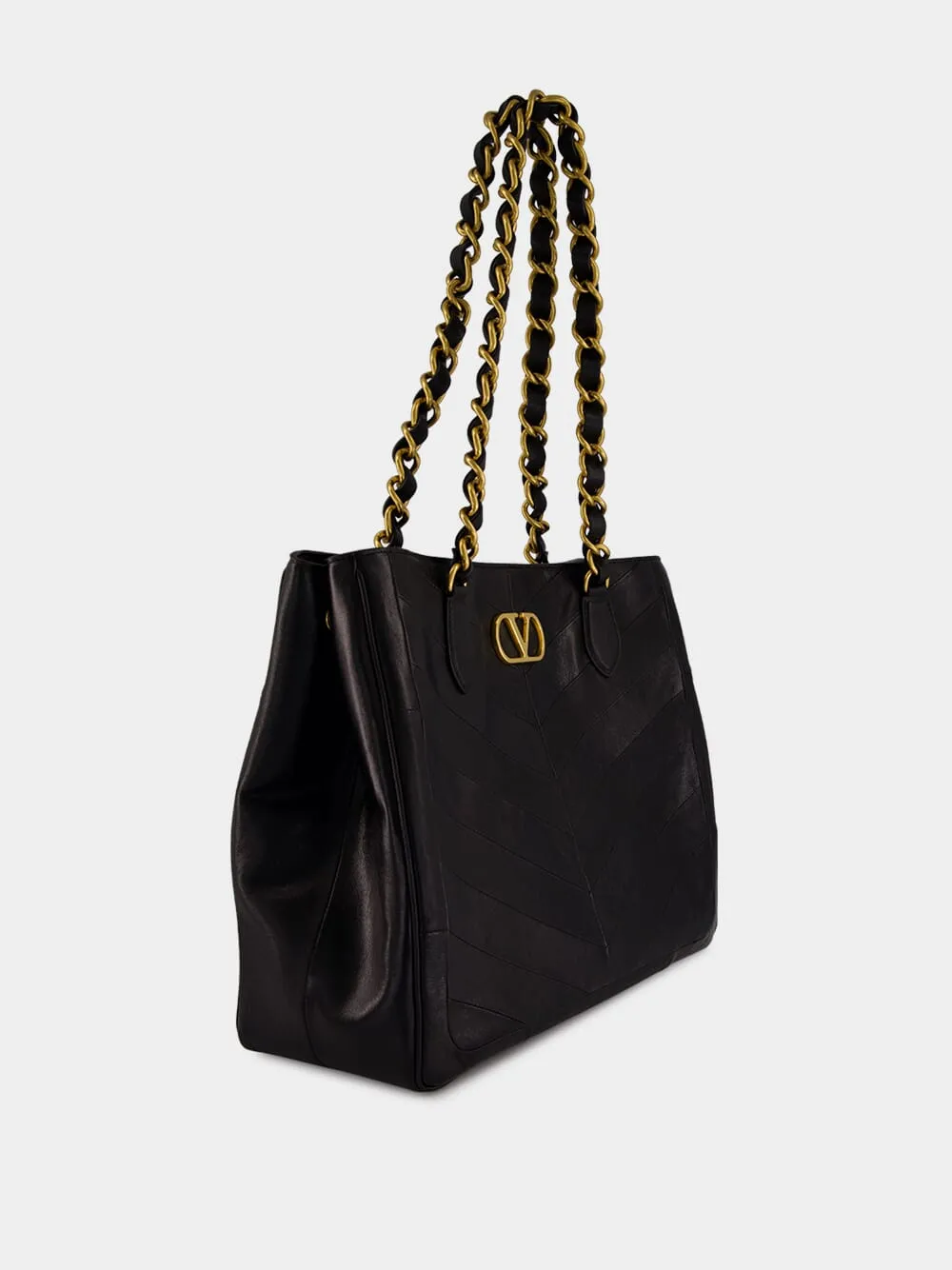 Black Laseine Nappa Leather Shopping Bag sold by Fashion Clinic product image thumbnail 3