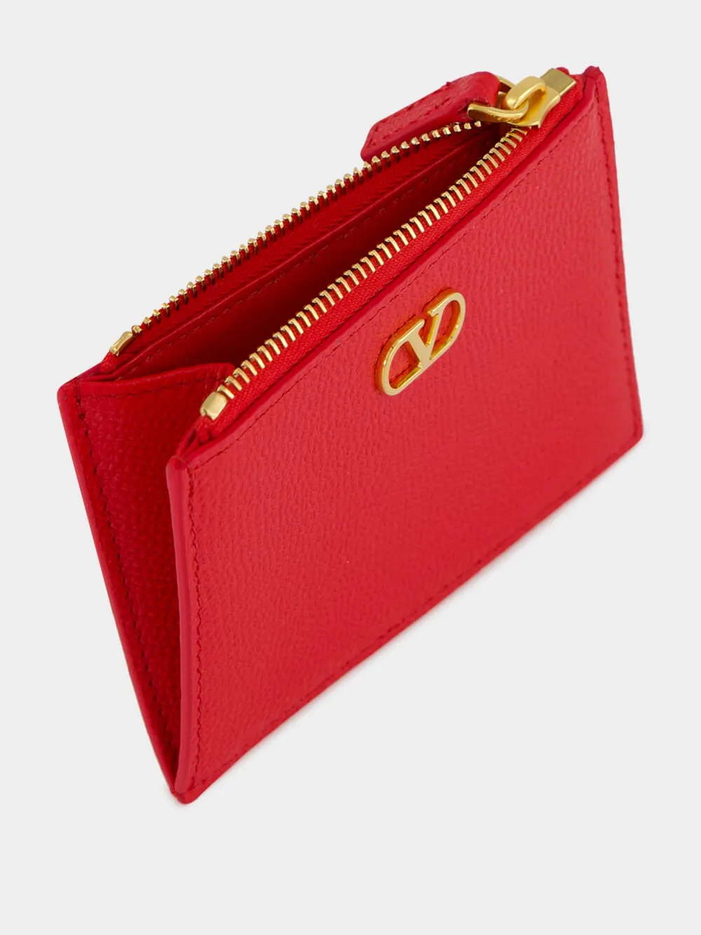Red Calfskin Card Case with Vlogo sold by Fashion Clinic product image thumbnail 2
