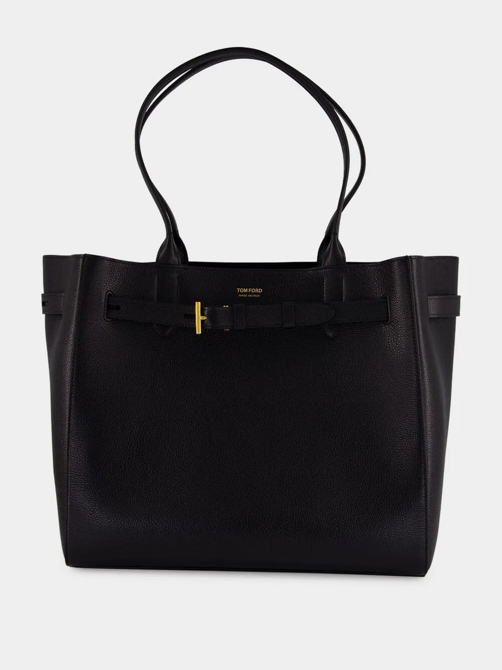 Black Grain Leather Audrey Medium Tote sold by Fashion Clinic