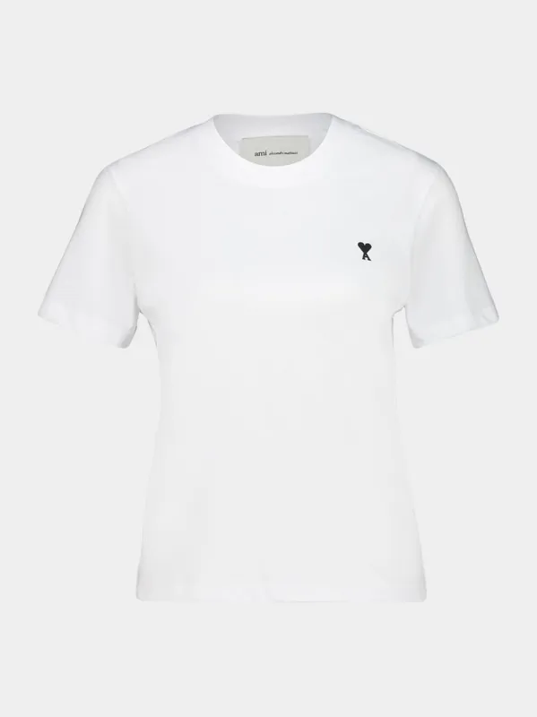 White Cropped Ami De Coeur T-Shirt made by Ami