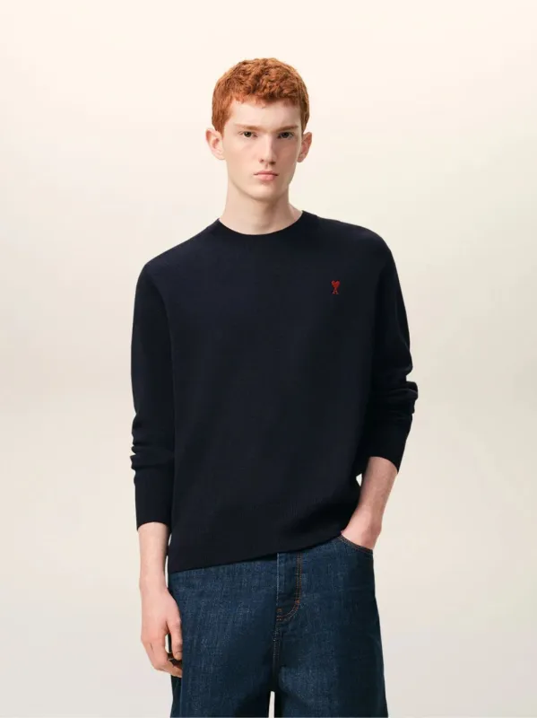 Navy Blue Ami De Coeur Wool Sweater sold by Fashion Clinic