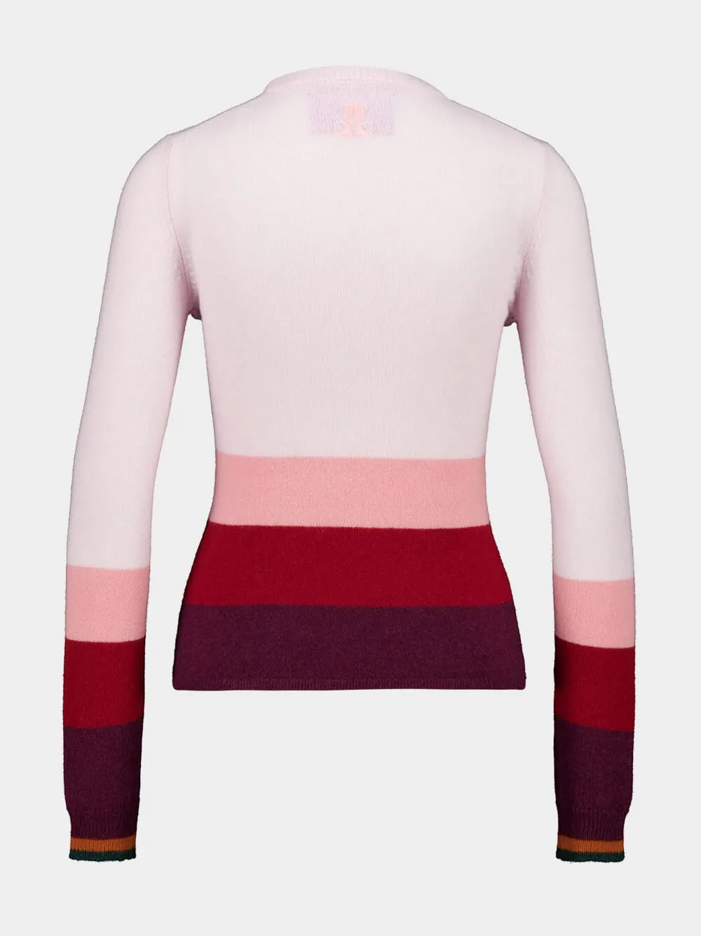 Pink and Bordeaux Tone Stripe Cashmere Crewneck Jumper sold by Fashion Clinic product image thumbnail 2