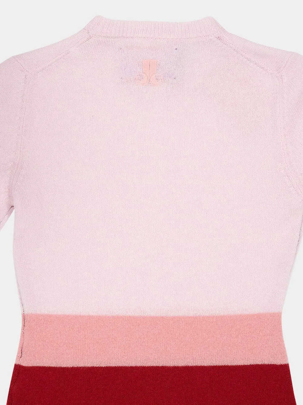 Pink and Bordeaux Tone Stripe Cashmere Crewneck Jumper sold by Fashion Clinic product image thumbnail 5