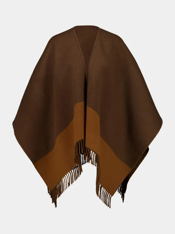 Dark Brown and Light Brown Wool Cashmere Cape sold by Fashion Clinic