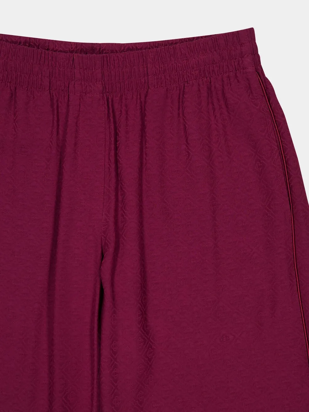 Burgundy Monogram Silk Lounge Trousers sold by Fashion Clinic product image thumbnail 3