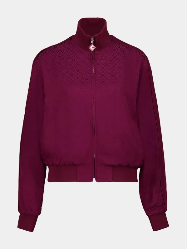 Burgundy Monogram Track Jacket sold by Fashion Clinic