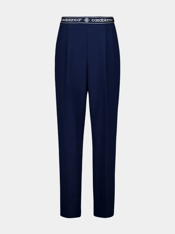 Navy Blue Tailored Sports Trousers made by Casablanca