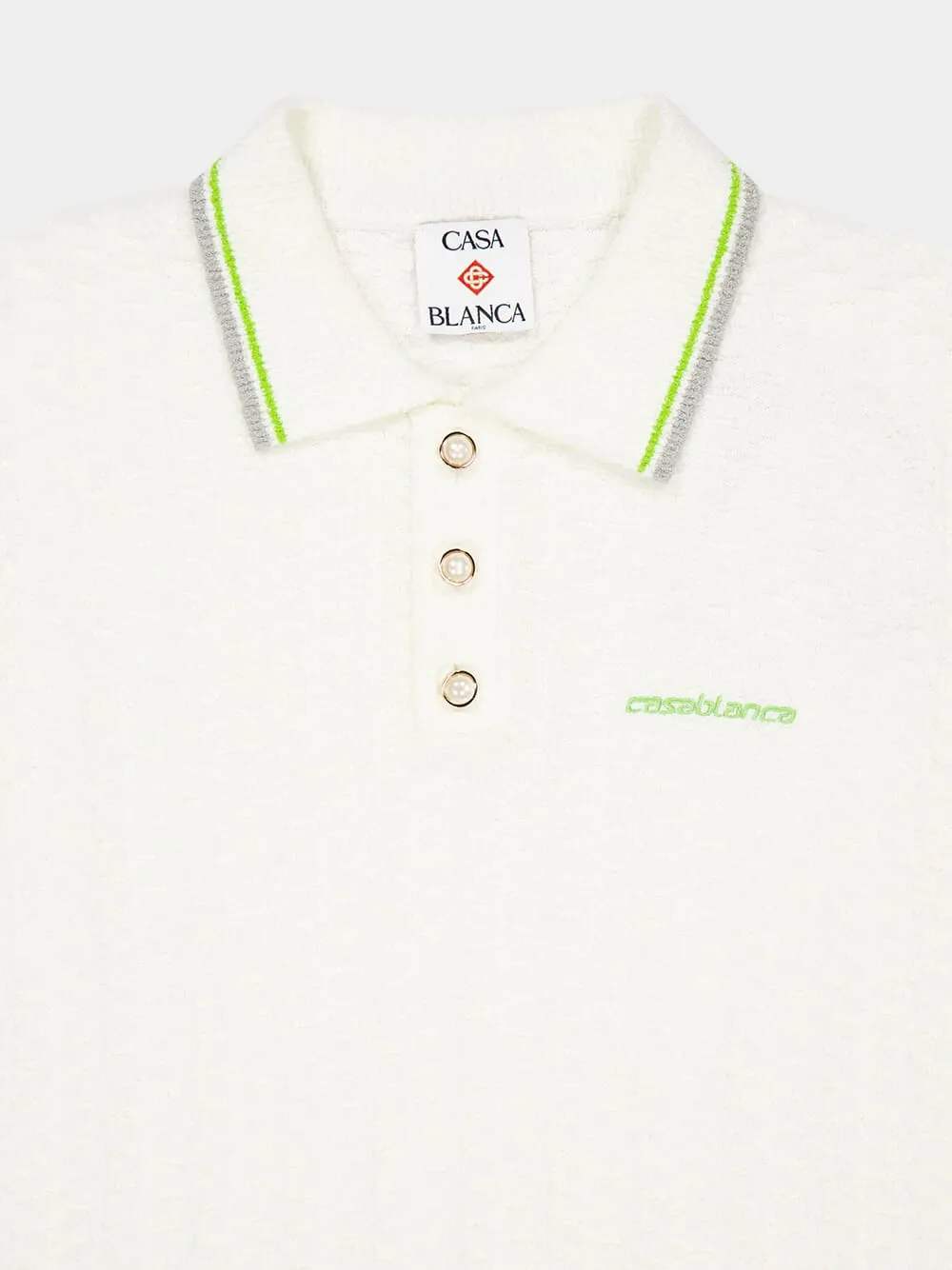 White Tennis Bouclé Cotton Polo Shirt sold by Fashion Clinic product image thumbnail 3