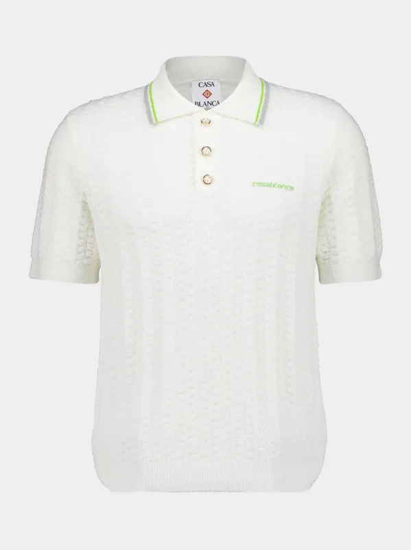 White Tennis Bouclé Cotton Polo Shirt sold by Fashion Clinic