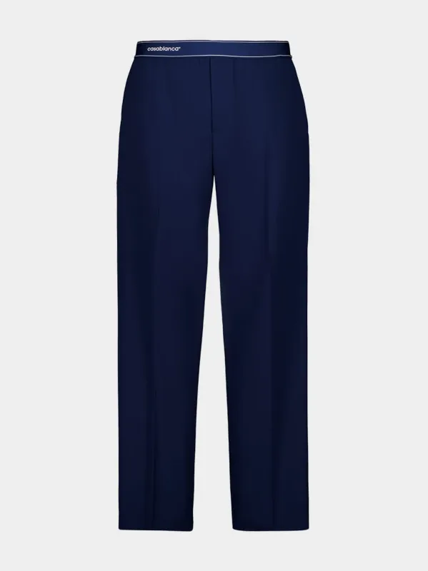 Navy Blue Sports Trousers in Virgin Wool made by Casablanca