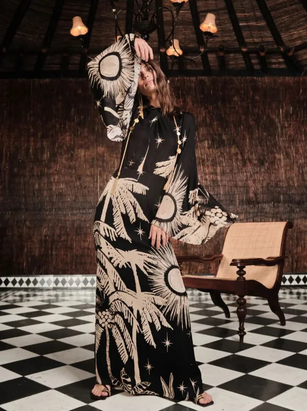 Primera Vez Black and Ecru Maxi Dress made by Johanna Ortiz