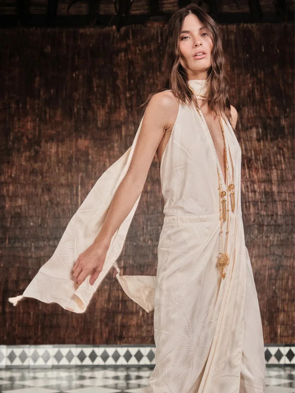 Wildly Beautiful Ecru Halter Dress sold by Fashion Clinic product image thumbnail 2