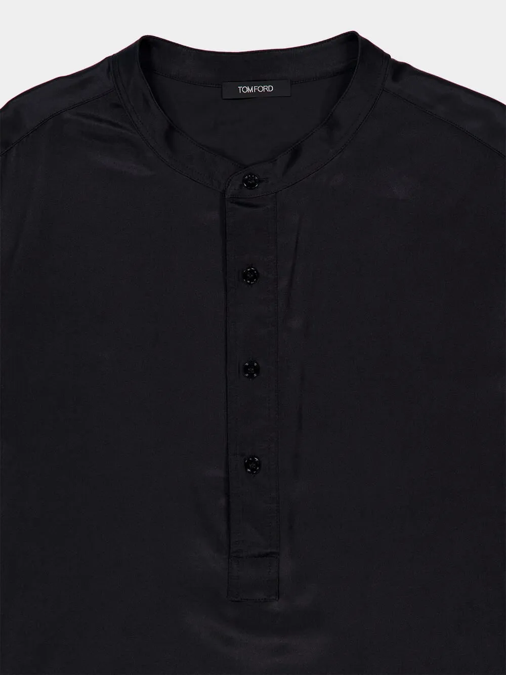 Black Silk Henley Pyjama Top sold by Fashion Clinic product image thumbnail 3