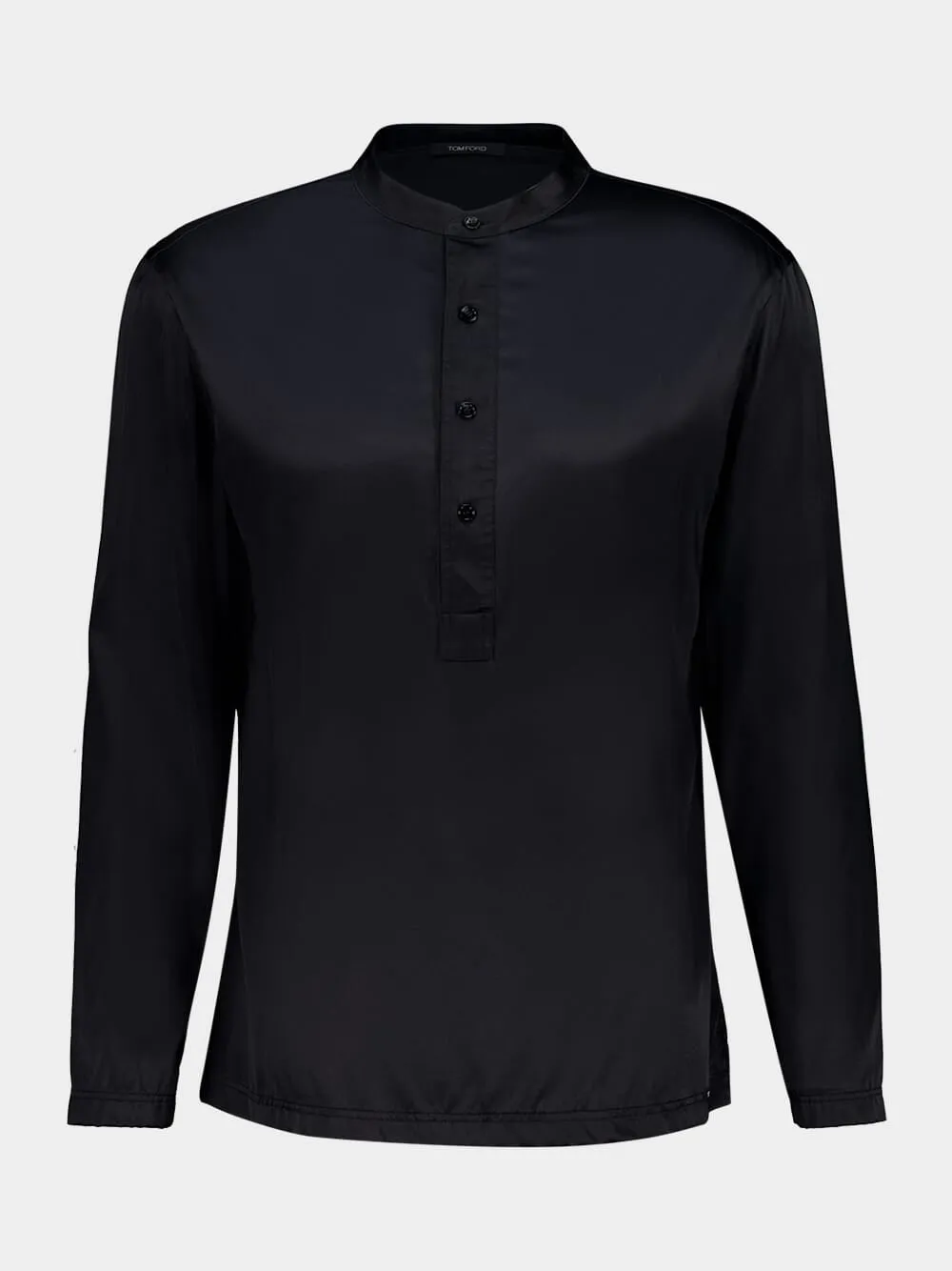 Black Silk Henley Pyjama Top sold by Fashion Clinic