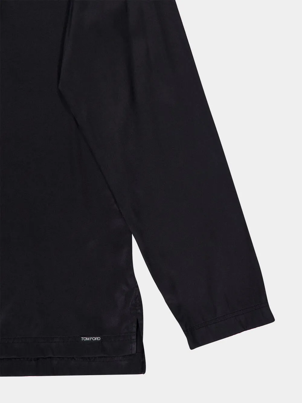 Black Silk Henley Pyjama Top sold by Fashion Clinic product image thumbnail 4