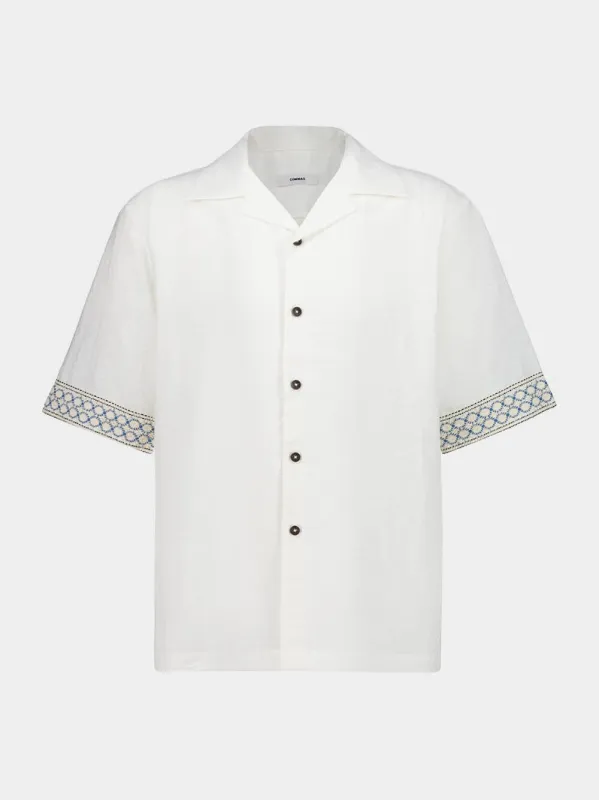 White Braided Camp Collar Shirt sold by Fashion Clinic