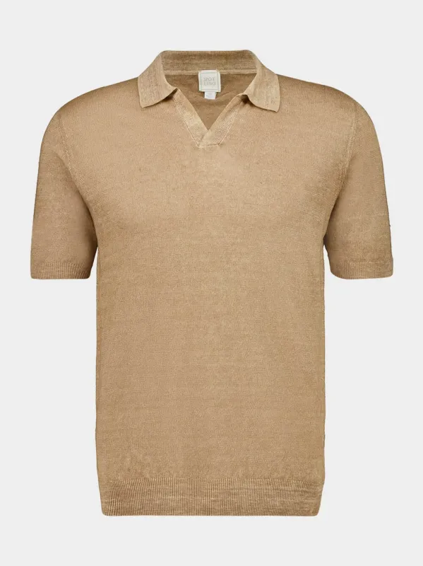 Sand Beige Linen Polo Shirt sold by Fashion Clinic